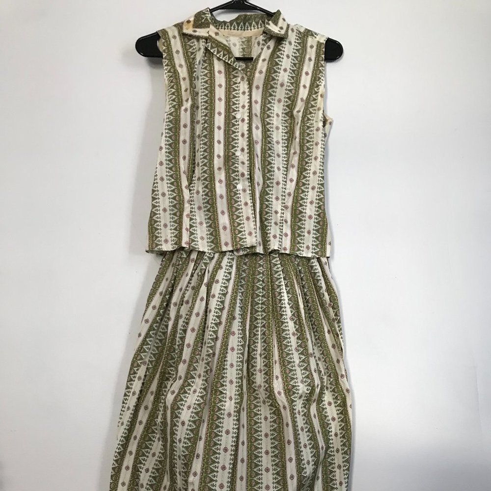 Vintage Floral Blouse and Skirt Set